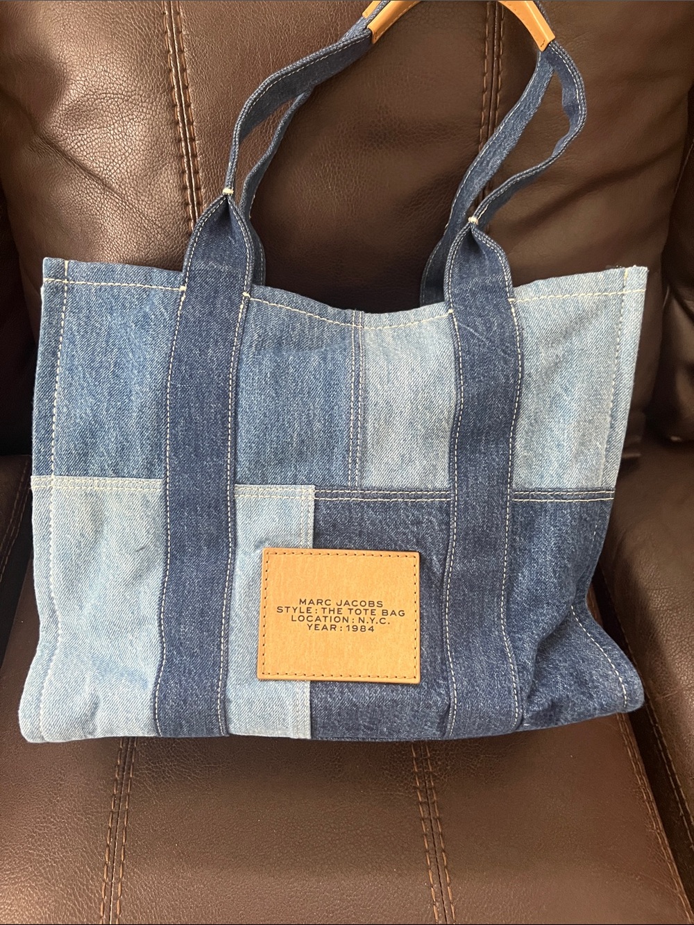 Marc Jacobs The Tote Bag Large Denim Patchwork Tote - Blue - Picture 2 of 12